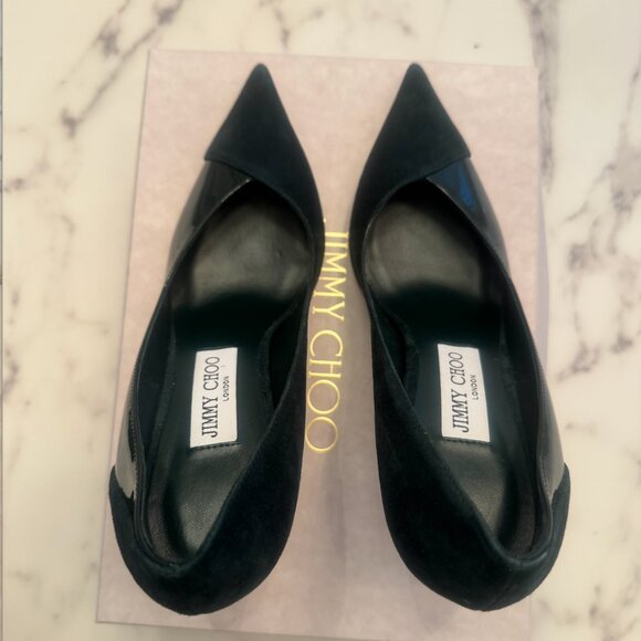 JIMMY CHOO CASS 95 DARK GREEN (suede/patent leather) SIZE 38 - Picture 3 of 10